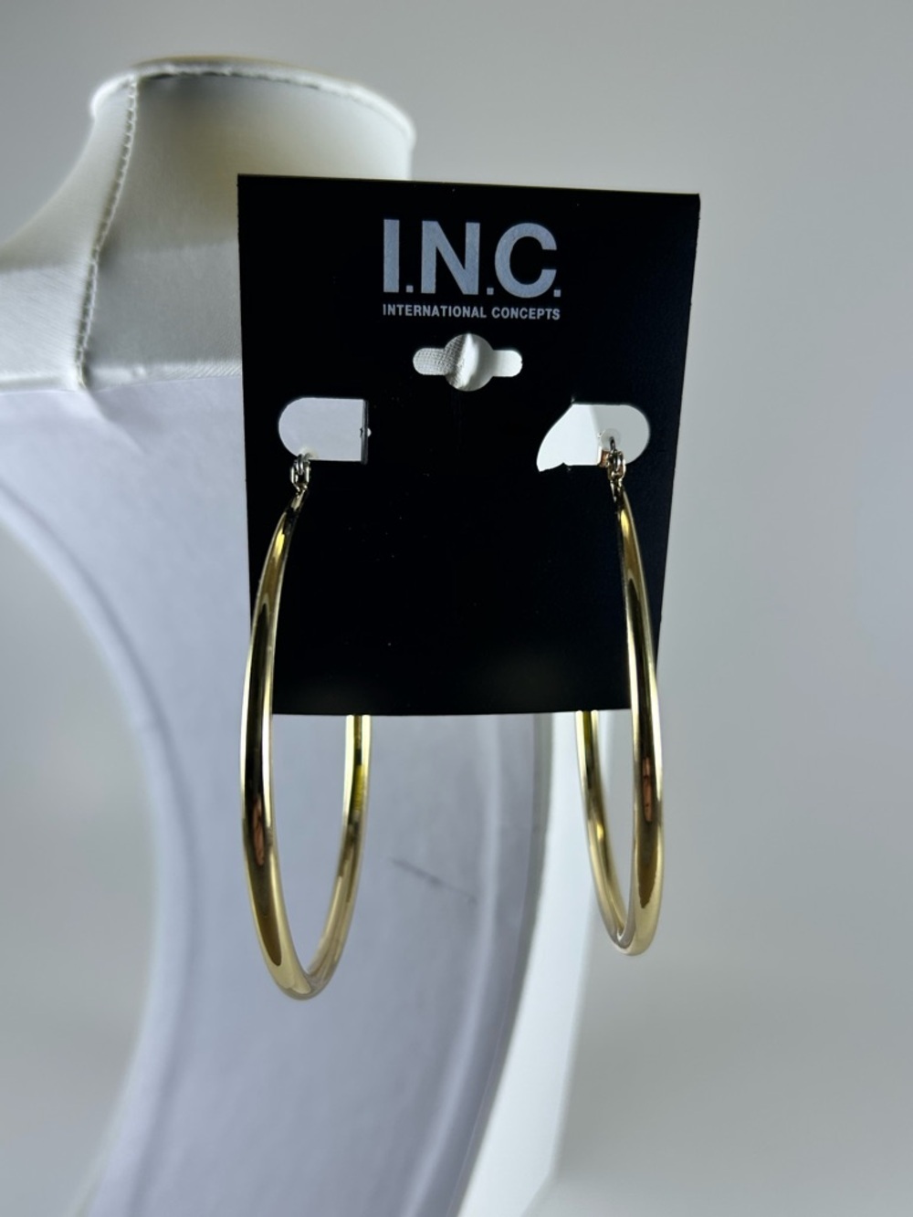 INC International Concepts Shiny Gold Large Hoop Earrings